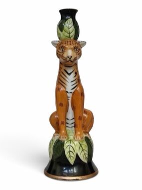 CBK LTD Vintage Leopard Ceramic Candle Holder